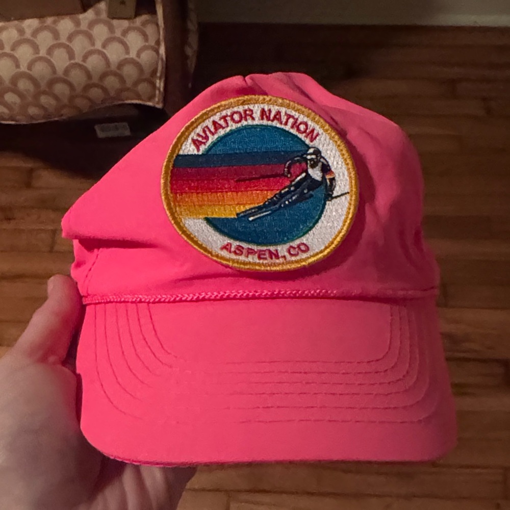 Aviator Nation Vibrant Pink Cap with Rainbow Patch